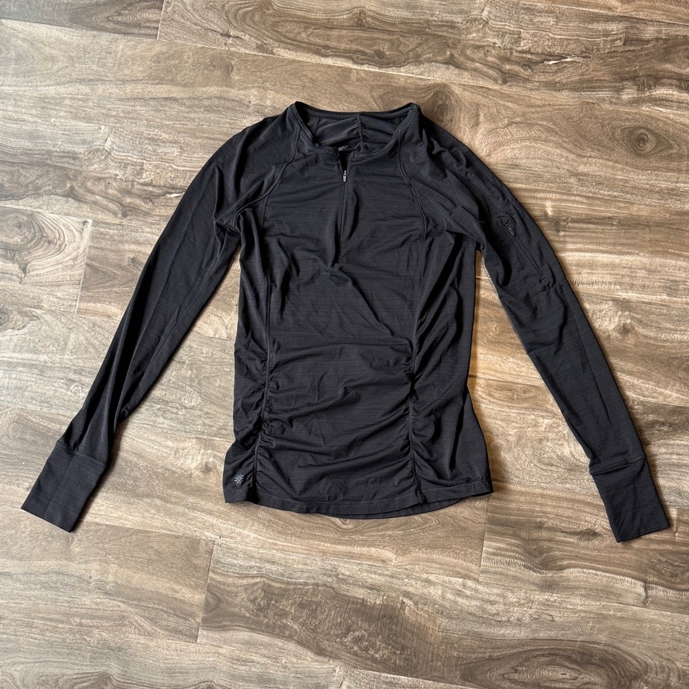 Athleta Black Half Zip Long Sleeve Performance Top XS